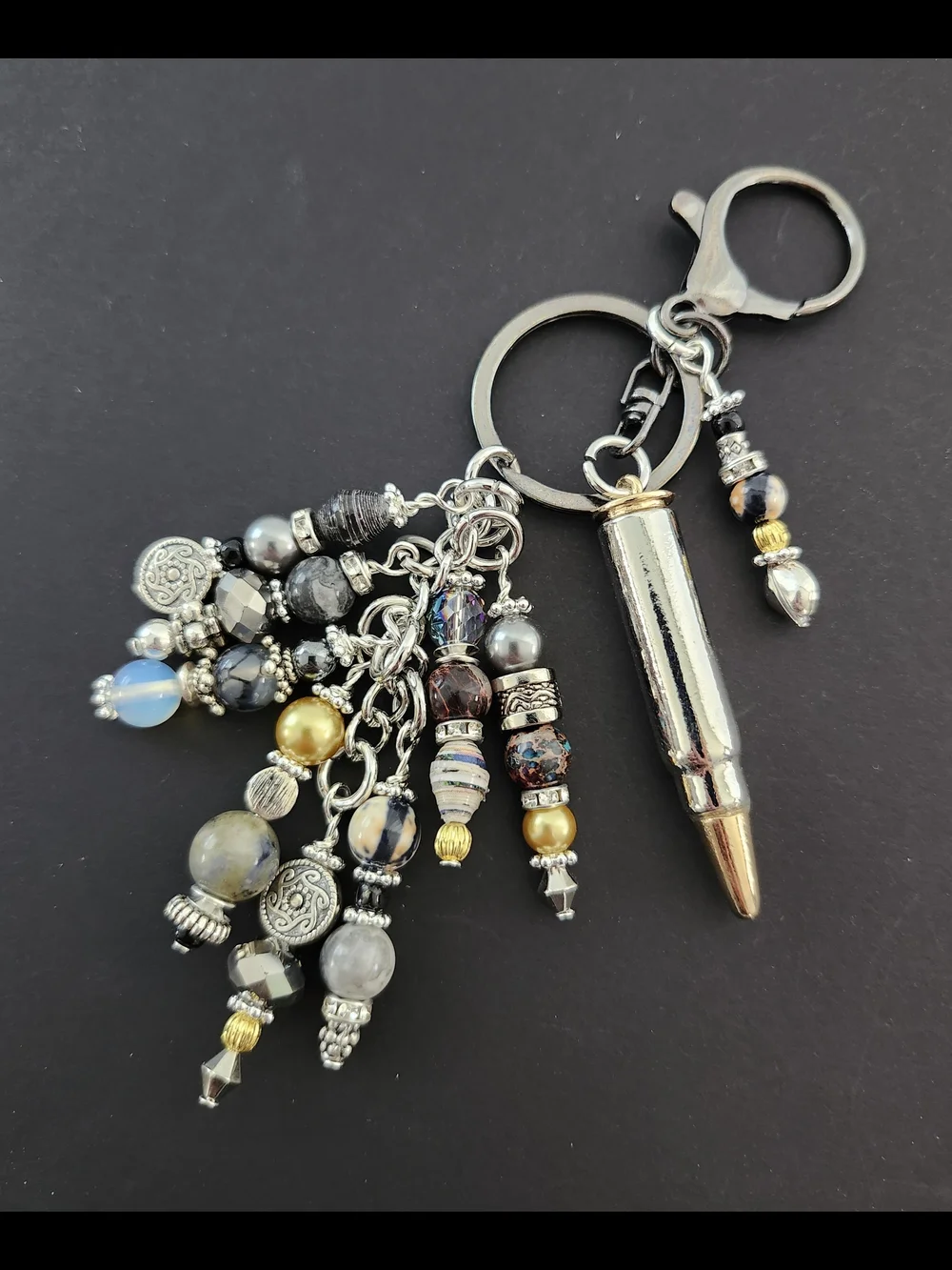 Ammo Purse Charm or Keychain Agate Rhodolite Granite Handcrafted